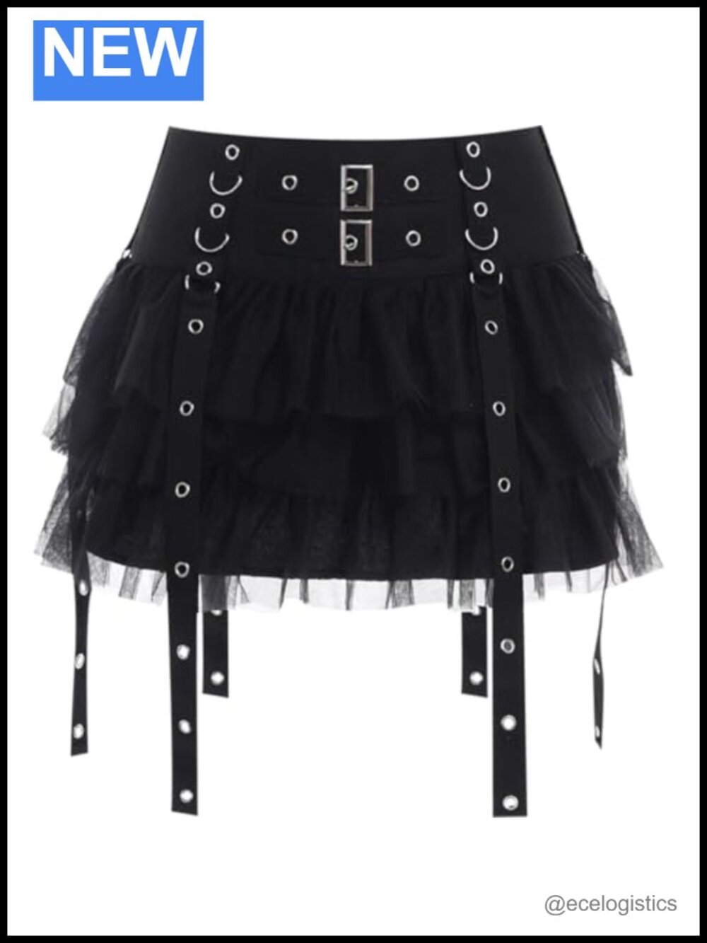 Gothic High Waisted Tulle Skirt Pleated Mini Skater Skirt Grunge Punk